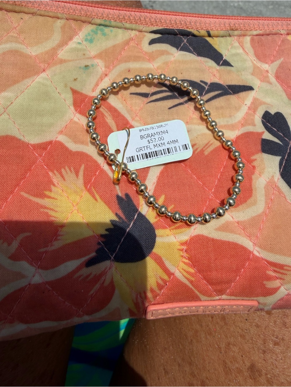Enewton grateful Mxm 4mm Gold Beaded Stretch Bracelet NWT